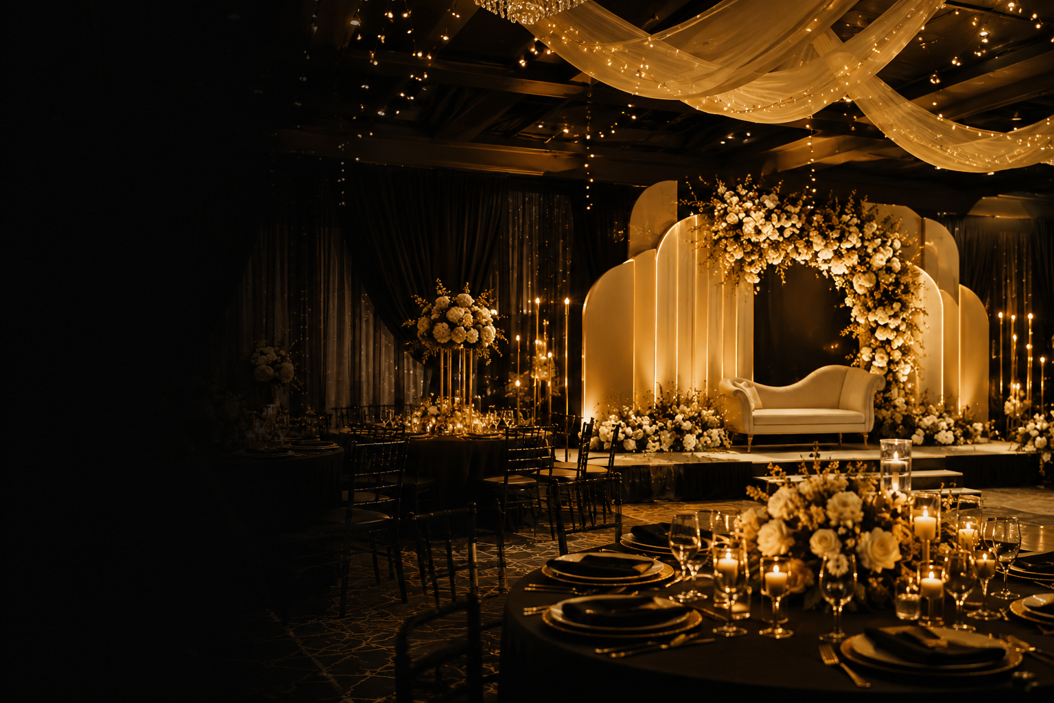 Elegant event decoration by Nova Valley Events